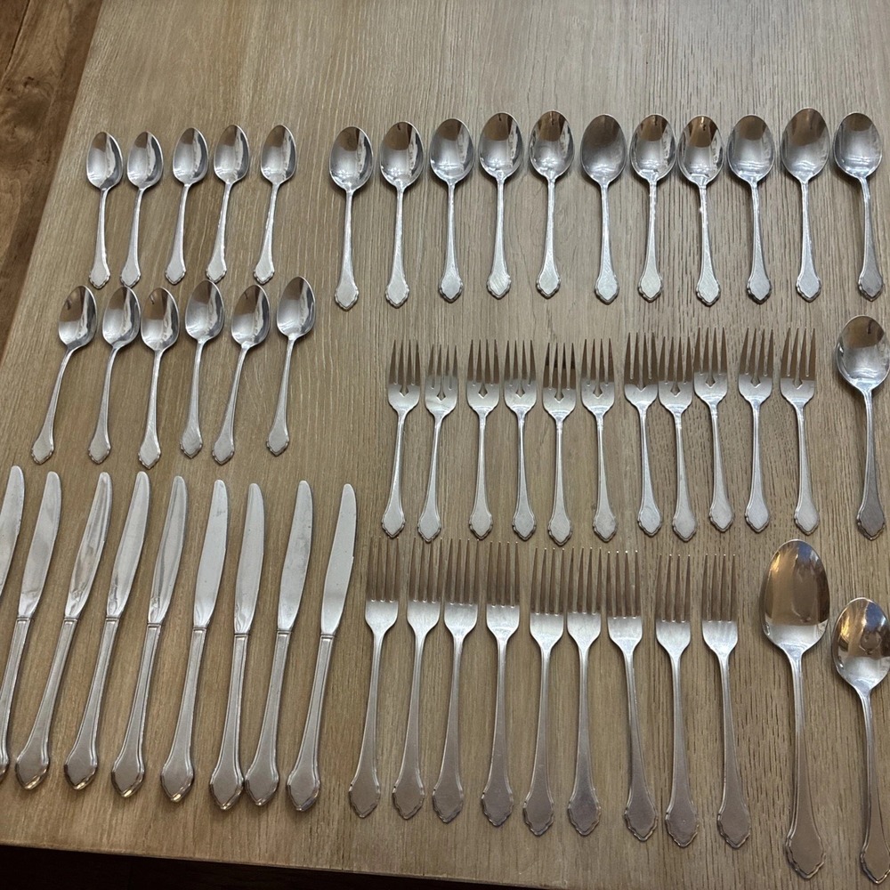 Wm Rogers Oneida Summer Mist Autumn Glow Deluxe Stainless Flatware Set 55 PC